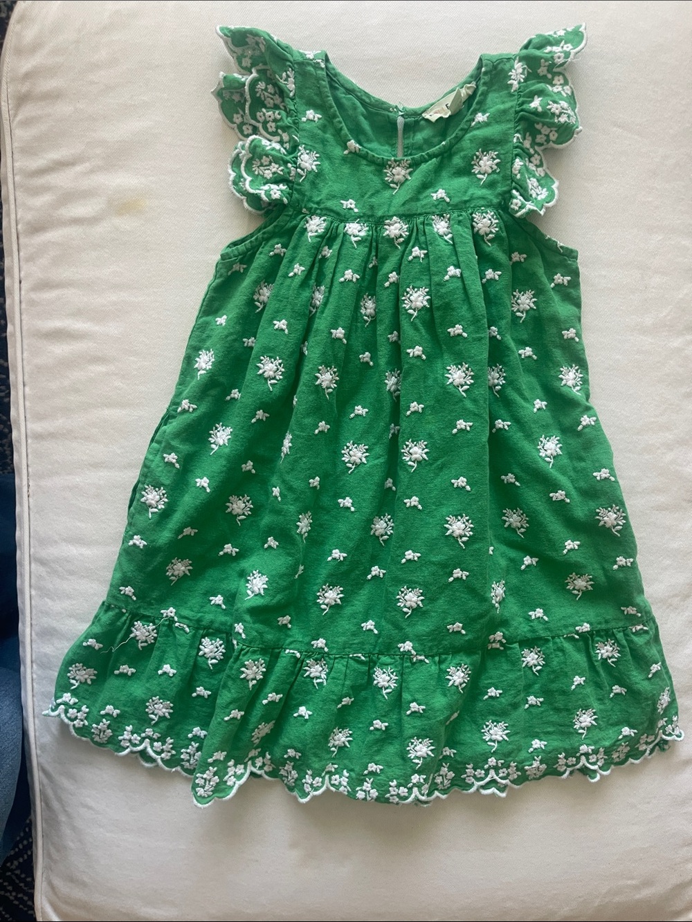 Roller Rabbit Green Floral Embroidered Girl's Dress Size 6